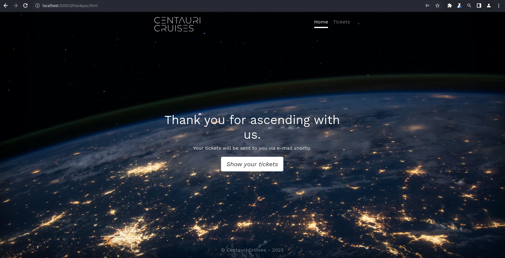 Page de récupération du ticket